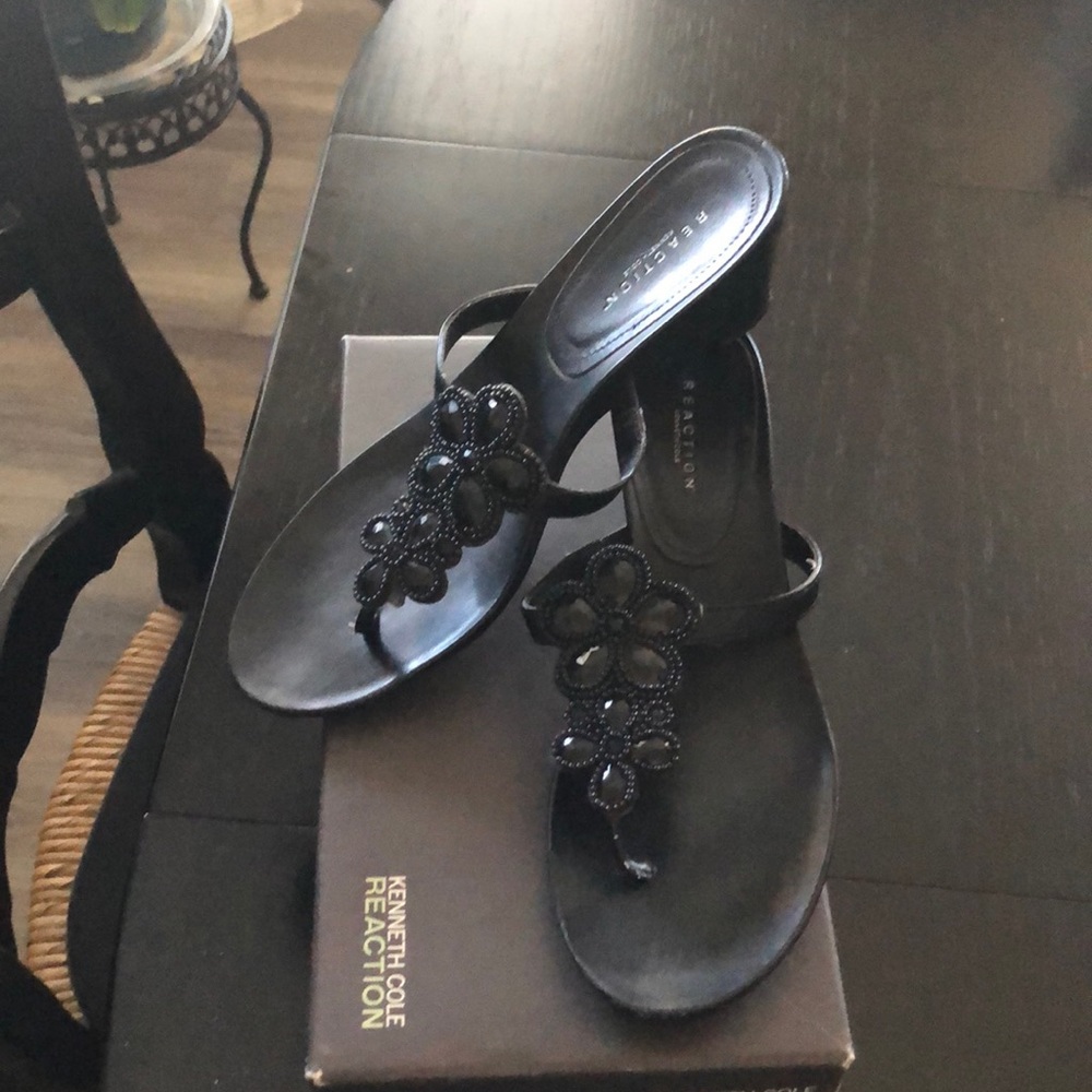 Kenneth Cole Reaction Black Sandal Heels - Picture 2 of 7